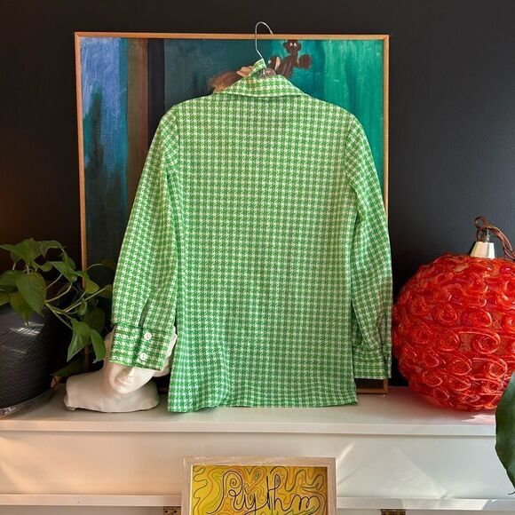 Vintage Green and white houndstooth print dress w matching maxi skirt Small - Picture 12 of 16